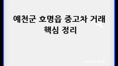 예천군 호명읍에서 중고차 구매 가이드: 후회 없는 선택을 위한 완벽 매뉴얼
